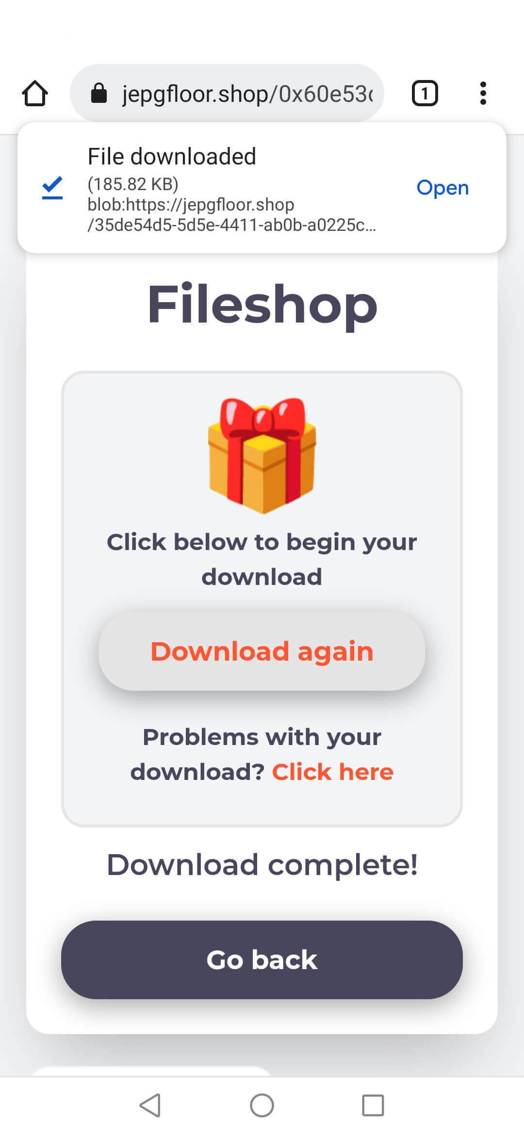 Successful Download Screen